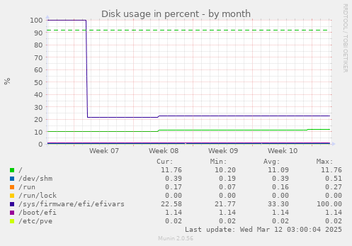 Disk usage in percent