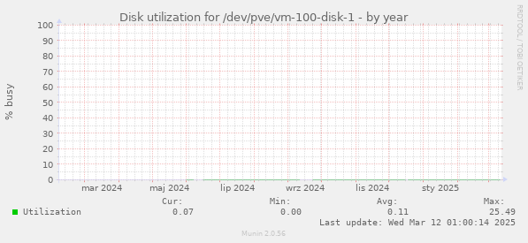 Disk utilization for /dev/pve/vm-100-disk-1